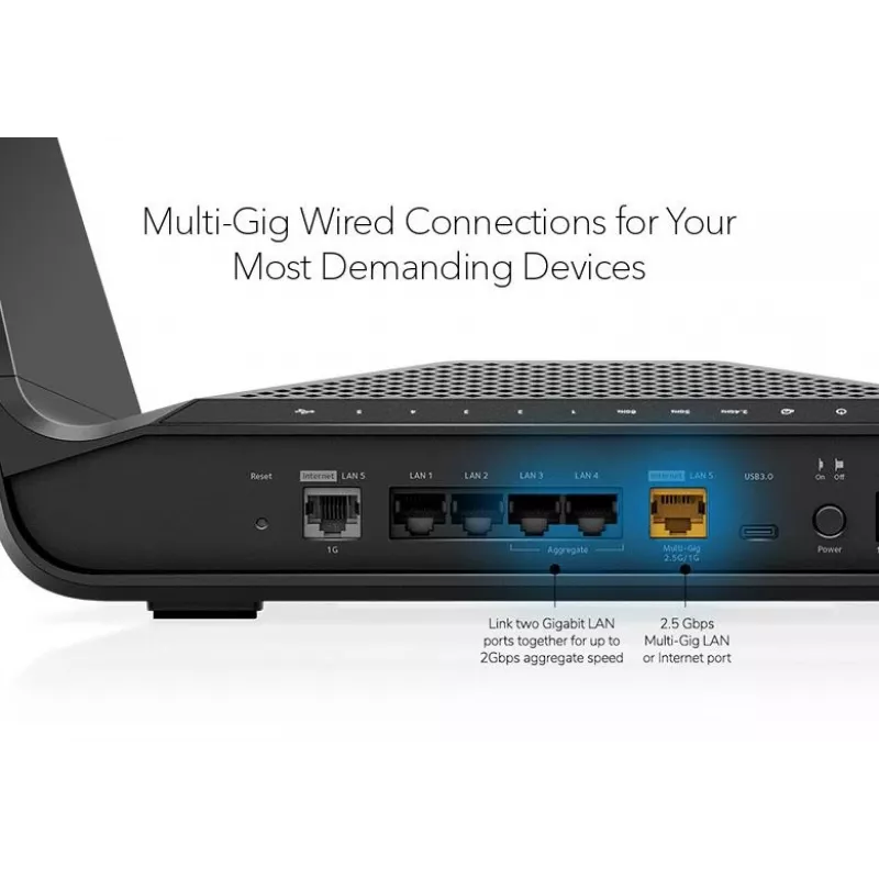 Netgear Nighthawk RAXE300 router sem fios, Wi-Fi 6E, switch de 4 portas