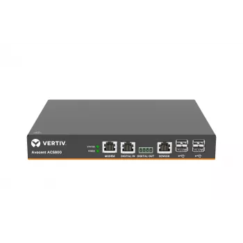 Vertiv Avocent consola série ACS800 de 4 portas com modem analógico, fonte de alimentação AC/DC externa - cabo de ligação: ficha C14 para conector fêmea C13