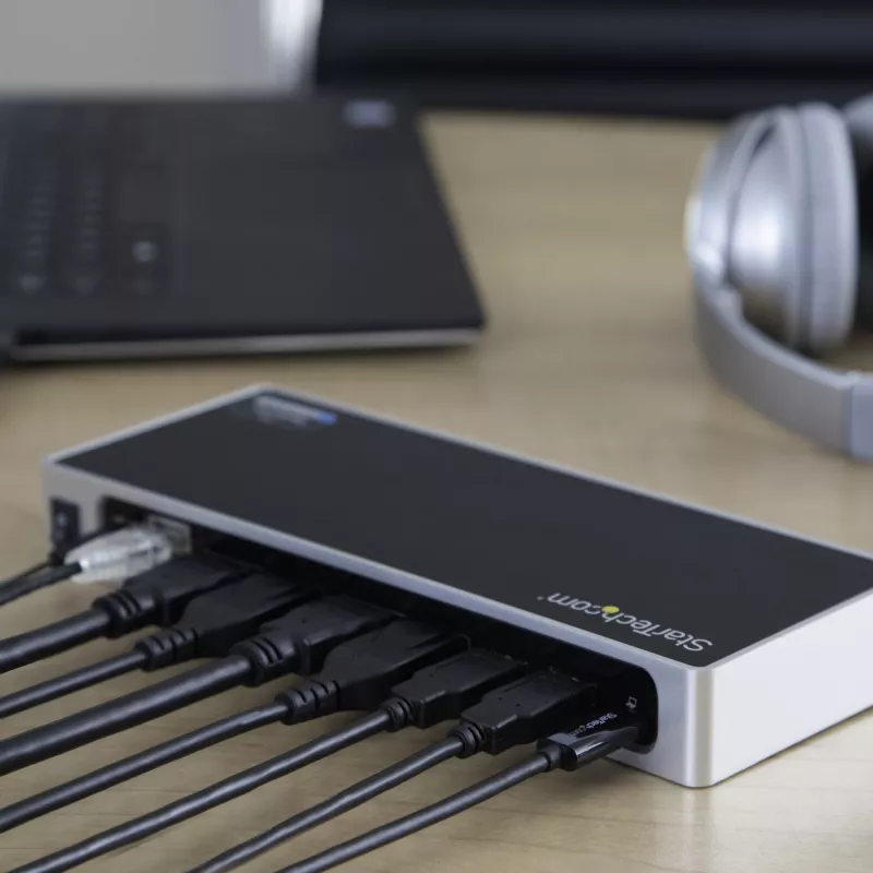 StarTech.com dock USB-C e USB-A - Dock dual-monitor 4K 60Hz DisplayPort + HDMI - Estação de acoplamento USB 3.0 híbrida para portáteis USB-C ou USB-A - 6x USB Type-A, GbE - USB 3.1 Gen 1 - Mac/Windows