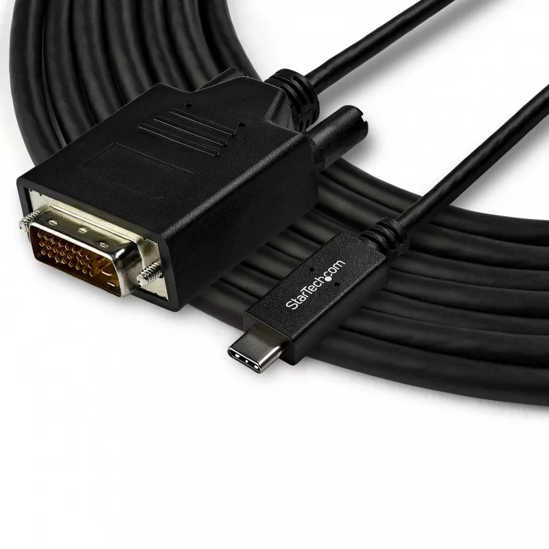 StarTech.com cabo USB-C para DVI de 10ft (3m) – 1080p (Single Link) cabo adaptador USB Type-C (DP Alt Mode HBR2) para DVI-Digital vídeo – Funciona com Thunderbolt 3 – Portátil para monitor/ecrã DVI
