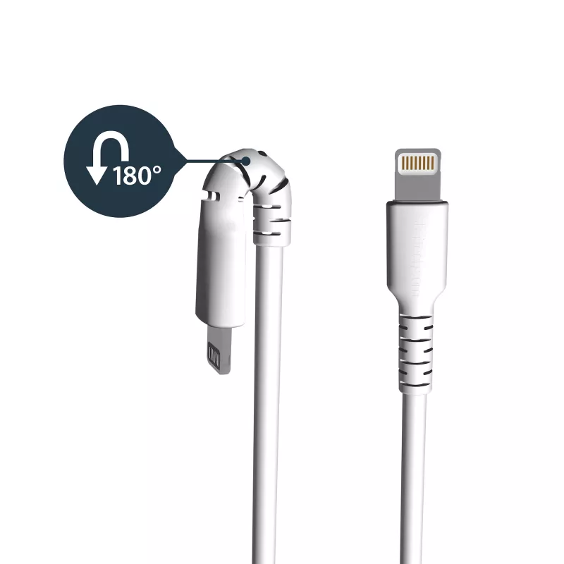 StarTech.com cabo USB-A para Lightning branco robusto de 3 pés (1m) – Cabo de carregamento/sincronização USB Type-A para Lightning de alta resistência com fibra aramida – Certificado Apple MFi iPad/iPhone 12
