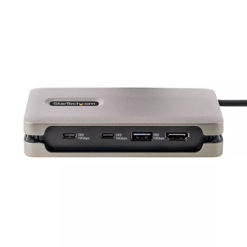 StarTech.com adaptador multiporta USB-C, 4K 60Hz HDMI 2.0b, HDR, hub USB 3.2 Gen 2 10Gbps (2xUSB-C, 1xUSB-A), 100W PD Pass-Through, Mini Travel Dock, cabo de 12 polegadas/30cm, estação de acoplamento para portátil
