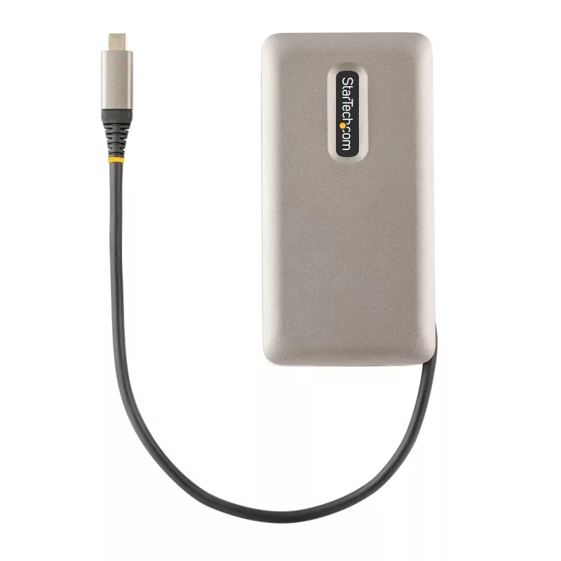 StarTech.com adaptador multiporta USB-C, 4K 60Hz HDMI 2.0b, HDR, hub USB 3.2 Gen 2 10Gbps (2xUSB-C, 1xUSB-A), 100W PD Pass-Through, Mini Travel Dock, cabo de 12 polegadas/30cm, estação de acoplamento para portátil