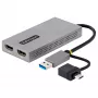 StarTech.com adaptador USB para dual-HDMI, USB-A/C para 2x ecrãs HDMI (1x 4K30Hz, 1x 1080p), dongle USB-A para C integrado, cabo de 11 cm, adaptador USB 3.0 para HDMI, Windows e macOS