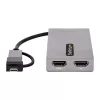 StarTech.com adaptador USB para dual-HDMI, USB-A/C para 2x ecrãs HDMI (1x 4K30Hz, 1x 1080p), dongle USB-A para C integrado, cabo de 11 cm, adaptador USB 3.0 para HDMI, Windows e macOS