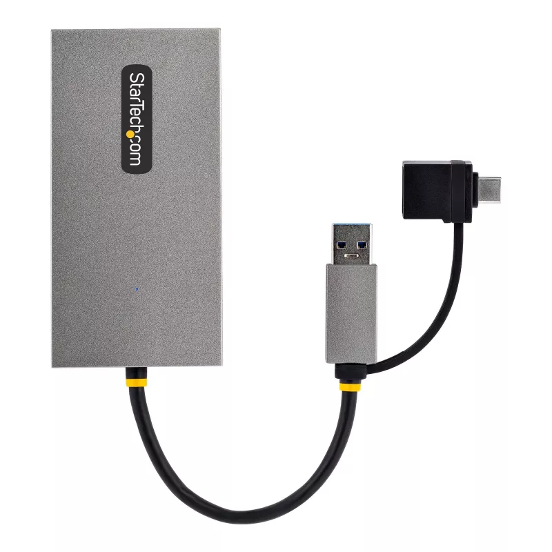 StarTech.com adaptador USB para dual-HDMI, USB-A/C para 2x ecrãs HDMI (1x 4K30Hz, 1x 1080p), dongle USB-A para C integrado, cabo de 11 cm, adaptador USB 3.0 para HDMI, Windows e macOS