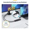StarTech.com adaptador USB para dual-HDMI, USB-A/C para 2x ecrãs HDMI (1x 4K30Hz, 1x 1080p), dongle USB-A para C integrado, cabo de 11 cm, adaptador USB 3.0 para HDMI, Windows e macOS
