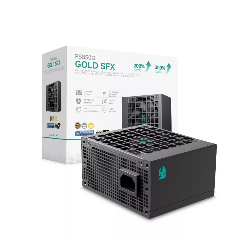 Fonte de alimentação DeepCool PS850G 850 W ATX 20+4-Pin, ventoinha FDB 92 mm, preto