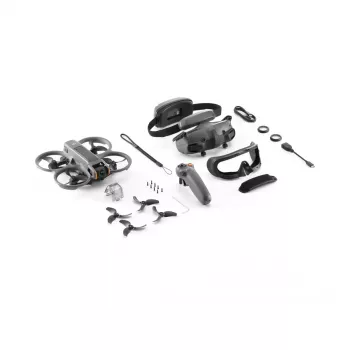 Drone DJI Avata 2 Fly Smart Combo — quadricóptero de 4 rotores, câmara de 48 MP, vídeo 3840×2160, bateria de 2150 mAh, Wi‑Fi e Bluetooth