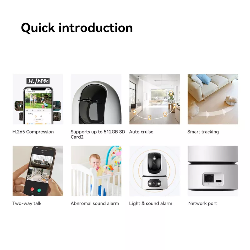 Câmara de vigilância IP IMOU Ranger Dual Pro 6MP — interior, mesa, 2304×1296, 3,6mm, zoom digital 8×, ângulo de visão 91°×47°