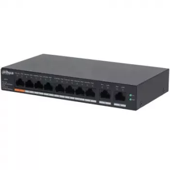Switch PoE Gigabit L2 gerido DAHUA CS4010-8GT-60 — 10x Gigabit (10/100/1000), 20 Gbit/s, 8000 MAC, montagem em desktop/parede, preto