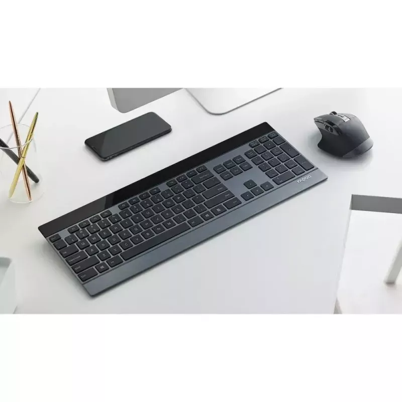 Teclado e rato Rapoo 9900m Office QWERTZ Preto