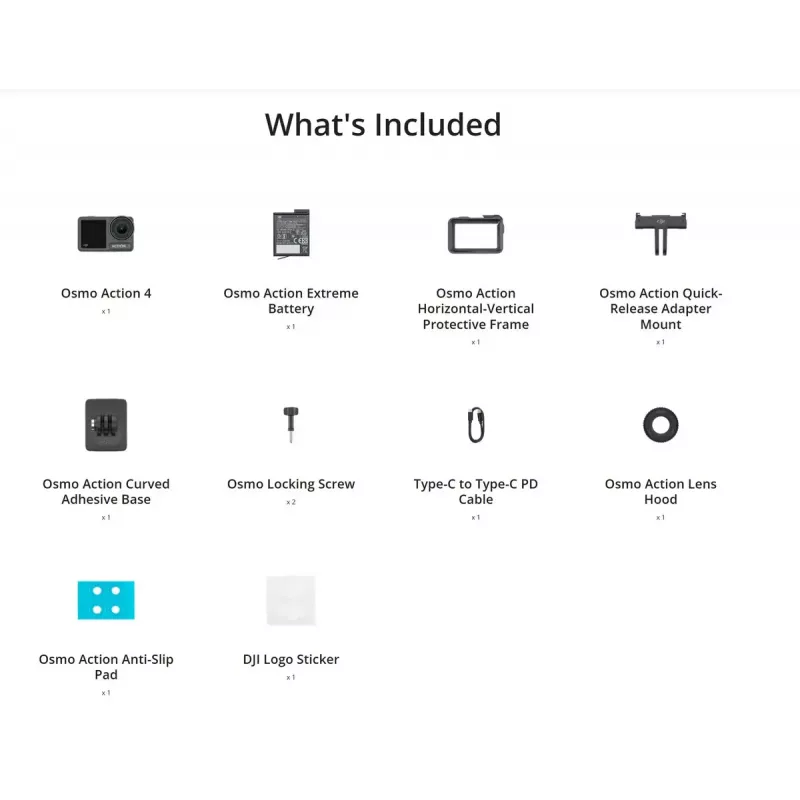 Câmara de ação DJI Osmo Action 4 – 4K Ultra HD, sensor CMOS, campo de visão 155°, MicroSD até 512 GB, à prova de água 18 m, 145 g