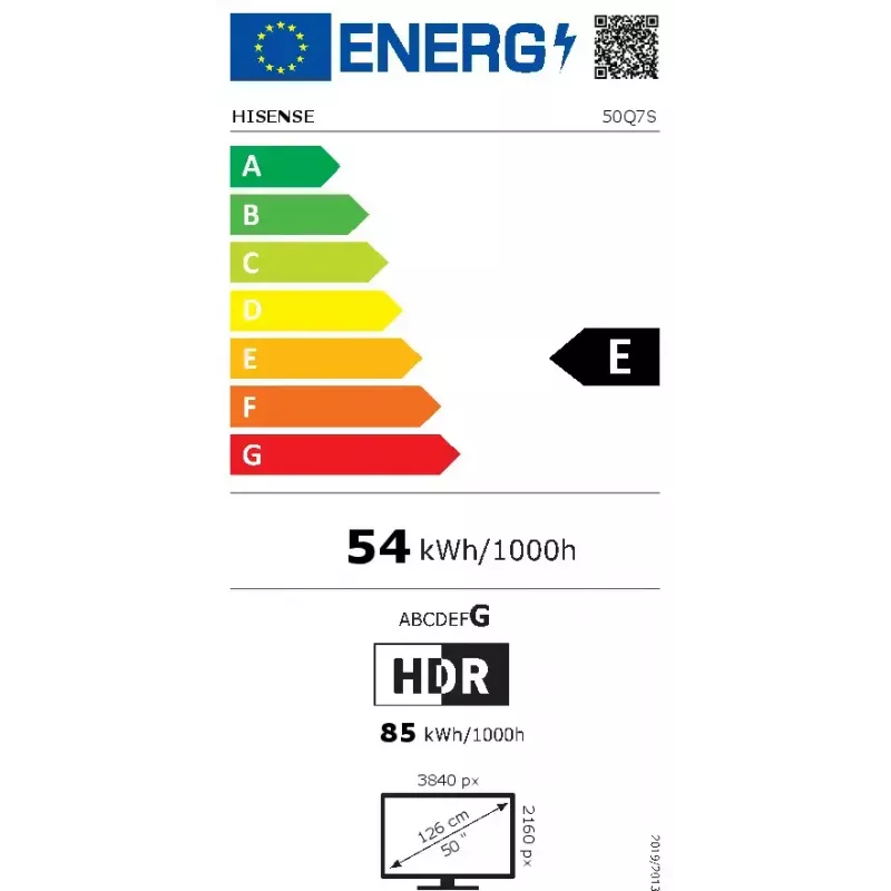 TV Hisense 50Q7S 50 polegadas (127 cm) QLED 4K Ultra HD Smart-TV, Direct-LED, HomeOS, Wi‑Fi, preto