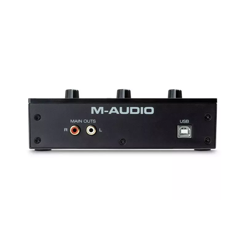 Interface de áudio M-Audio M-Track Solo — USB 16 bits/48 kHz, 1 entrada/1 saída, conector combinado XLR/TRS e entrada de instrumento, alimentação fantasma 48 V, saída para auscultadores