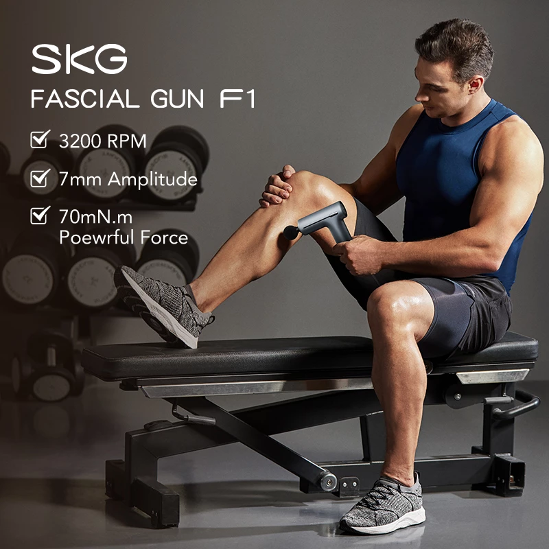 Massageador de pescoço e ombros percussão e vibração portátil SKG F1 Pro, bateria 10 W, cinzento, 461 g