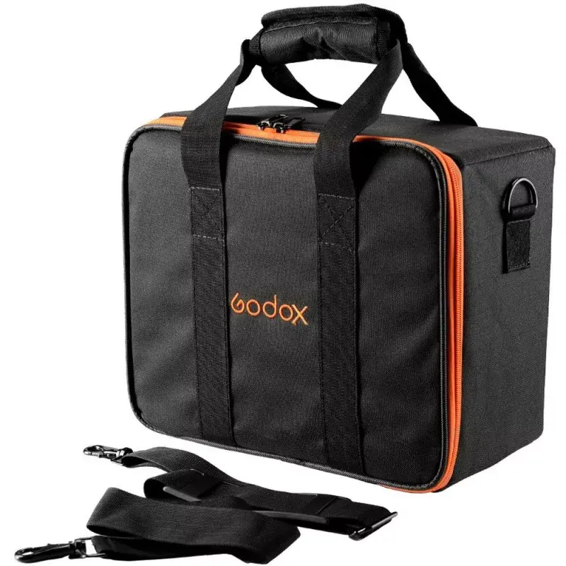 Bolsa para câmara Godox CB-12 para AD600Pro, flanela/nylon, preta e laranja, com alça de ombro