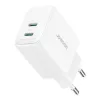 Fonte de alimentação Joyroom JR-TCF12 porta dupla 20W (USB-C x2) branco