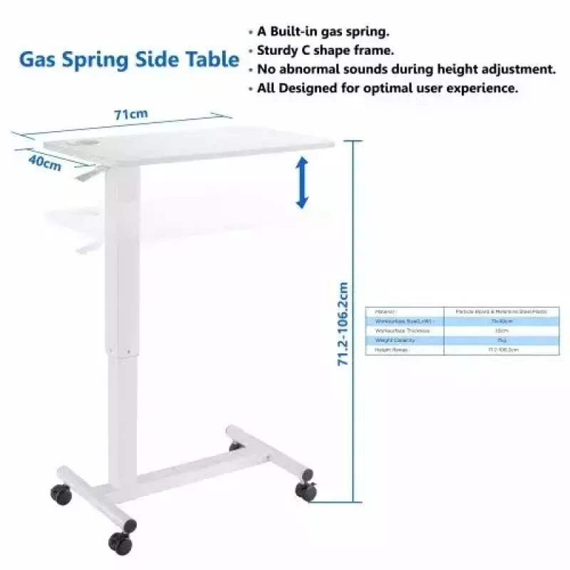 Mesa de altura ajustável up up W-1-20TMF — Branco, secretária de altura ajustável