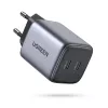Carregador USB-C Ugreen 90573 Nexode 45W GaN Mini, interior, AC, 20 V, 4,05 A, Preto, Cinzento