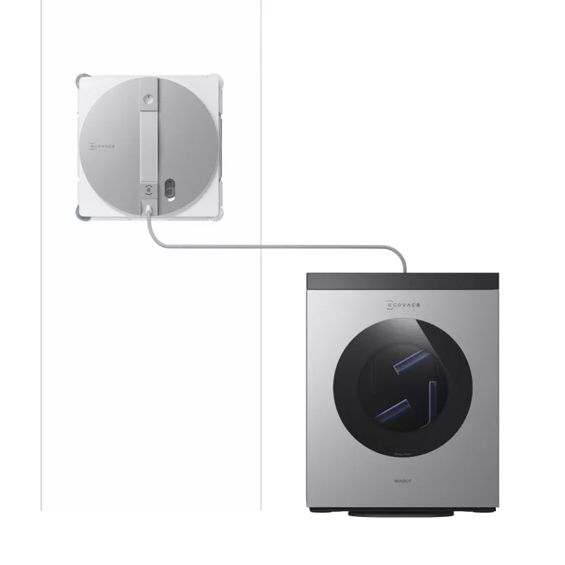 Robô de limpeza de janelas Ecovacs WINBOT W3 OMNI, bateria 4500 mAh, 270×270×76 mm, prateado/branco