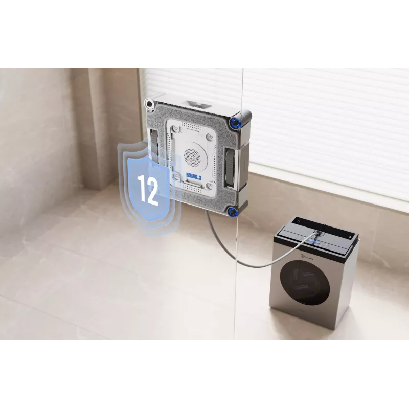 Robô de limpeza de janelas Ecovacs WINBOT W3 OMNI, bateria 4500 mAh, 270×270×76 mm, prateado/branco