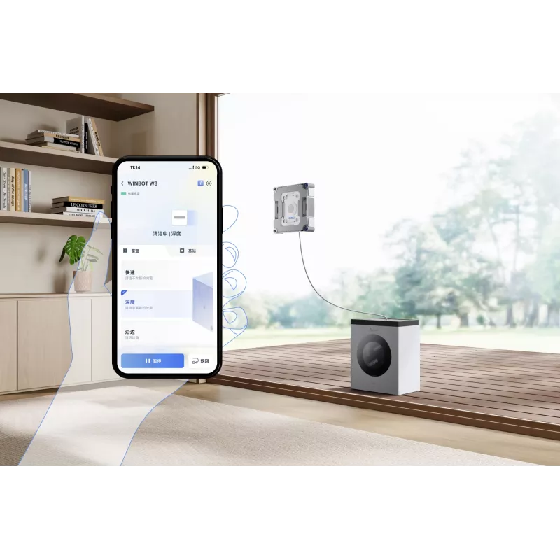 Robô de limpeza de janelas Ecovacs WINBOT W3 OMNI, bateria 4500 mAh, 270×270×76 mm, prateado/branco