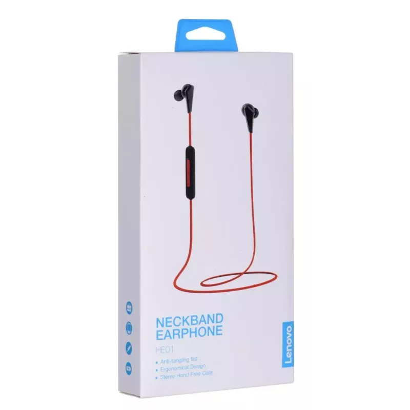 Auscultadores Bluetooth sem fios Lenovo HE01 vermelho