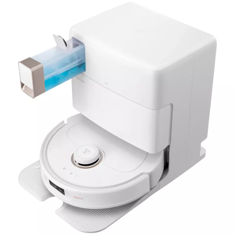 Roborock Qrevo MaxV (com RDS) aspirador robô branco com estação de reabastecimento e secagem automática