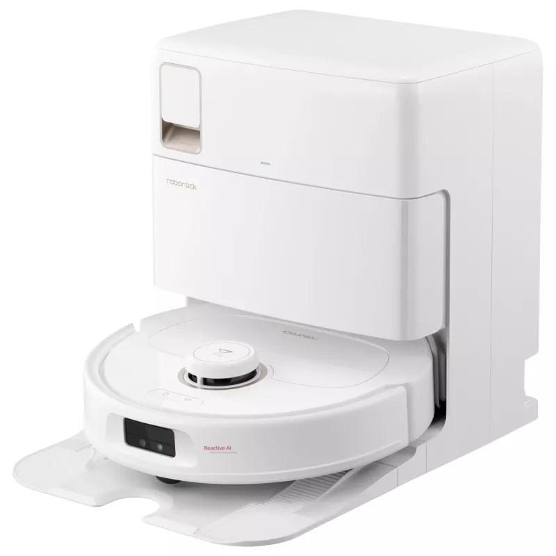Roborock Qrevo MaxV (com RDS) aspirador robô branco com estação de reabastecimento e secagem automática