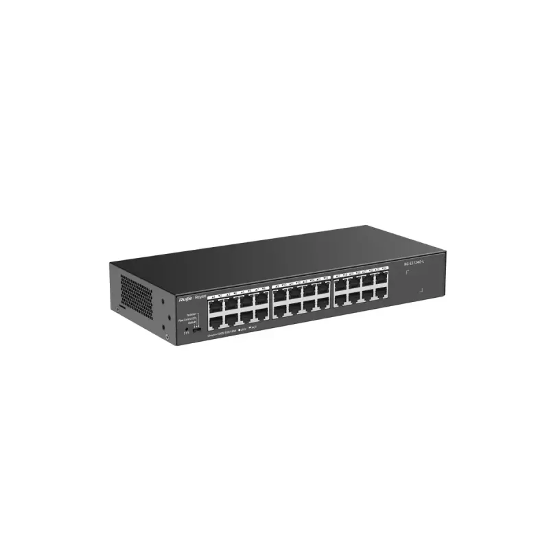 Switch de rede L2 unmanaged RUIJIE RG-ES124G-L — 24x Gigabit (10/100/1000), 48 Gbit/s, 8000 MAC, montagem em rack