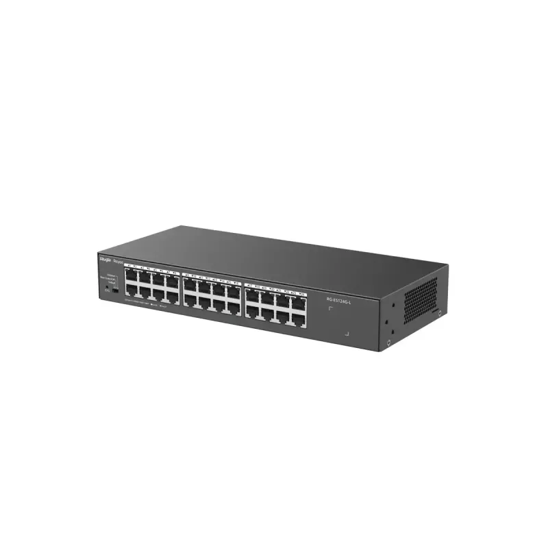 Switch de rede L2 unmanaged RUIJIE RG-ES124G-L — 24x Gigabit (10/100/1000), 48 Gbit/s, 8000 MAC, montagem em rack
