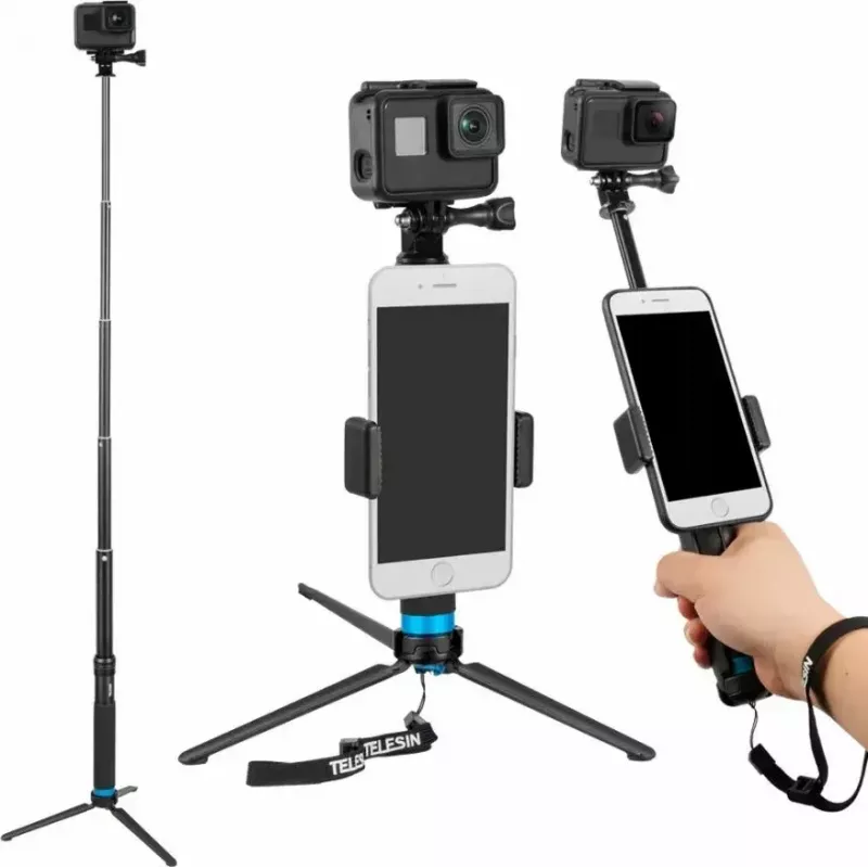 Tripé pau de selfie Telesin GP-MNP-090-S altura ajustável leve