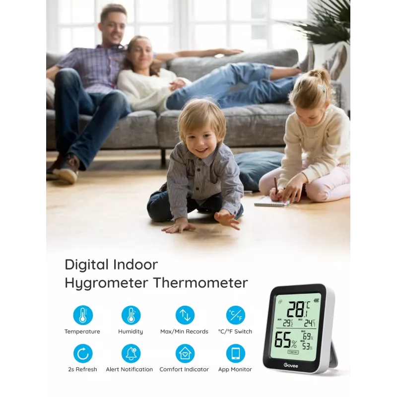 Govee H5075 sensor de temperatura e humidade para interior autónomo sem fios