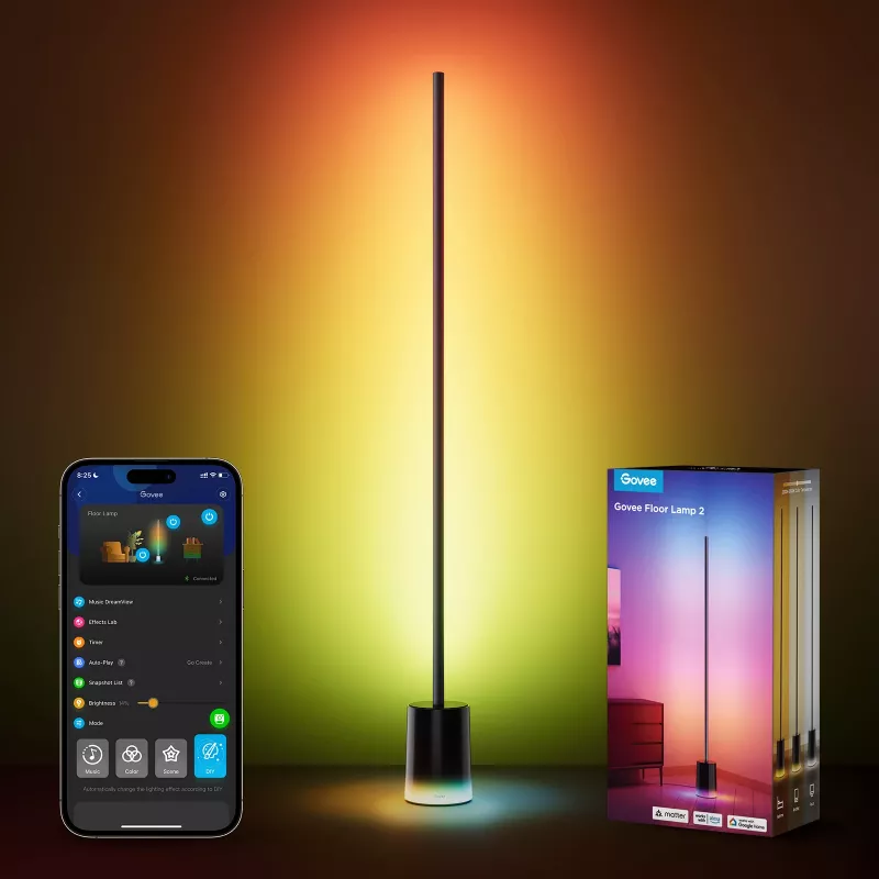 Govee Floor Lamp 2 candeeiro de pé, compatível com Matter, preto