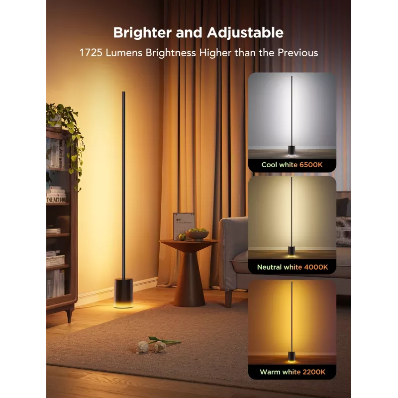 Govee Floor Lamp 2 candeeiro de pé, compatível com Matter, preto