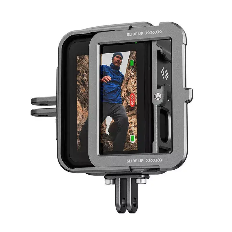 Jaula de alumínio para câmara Telesin GP-FMS-G11-TZ para GoPro Hero 12/11/10/9 com adaptador vertical