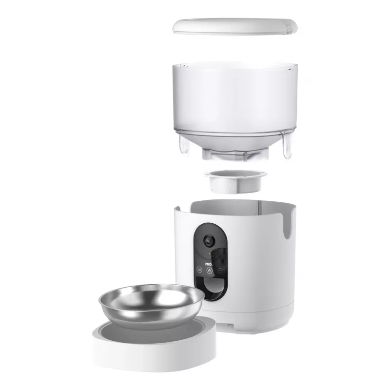 Comedouro automático IMOU PF1 — tremonha de aço inoxidável de 4 L, Wi‑Fi 4, pilha/corrente contínua, 1 taça