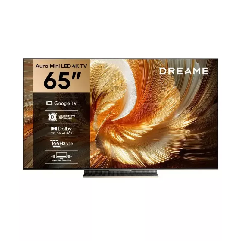 Smart TV Dreame Aura S100 65 polegadas, QLED+ (Mini LED), 4K UHD, Google TV, 144 Hz, processador de IA, barra de som integrada, preto