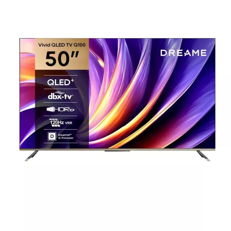 Smart TV Dreame Vivid Q100 50 polegadas, QLED+, 4K UHD, Google TV, 120 Hz, processador de IA, preto