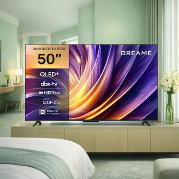 Smart TV Dreame Vivid Q100 50 polegadas, QLED+, 4K UHD, Google TV, 120 Hz, processador de IA, preto