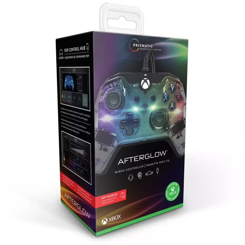 Comando com fio PDP Afterglow, azul/transparente, USB, Xbox One, Series X/S