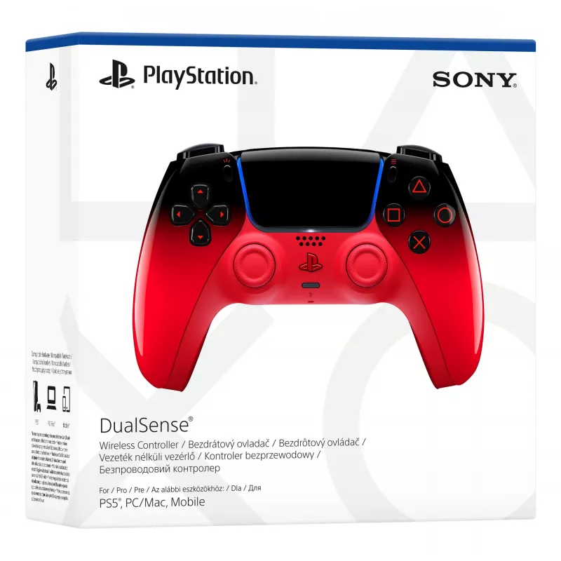 Comando Sony DualSense para PlayStation 5 – Bluetooth/USB, bateria, preto/vermelho, USB-C, 188×69×189 mm