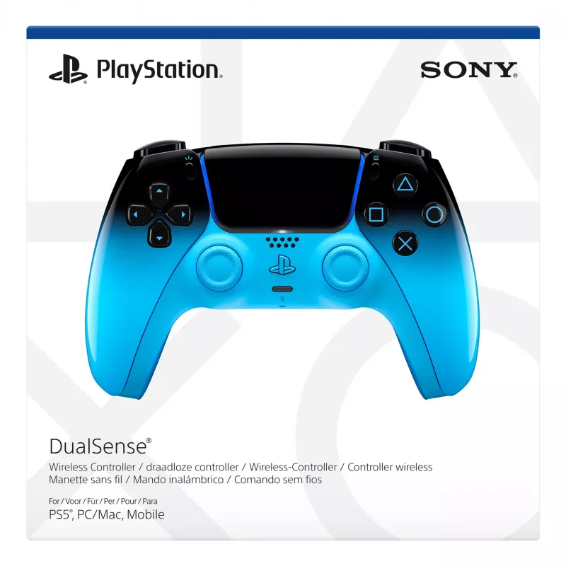 Comando Sony DualSense para PlayStation 5, Bluetooth/USB, preto/azul, USB-C, a pilhas