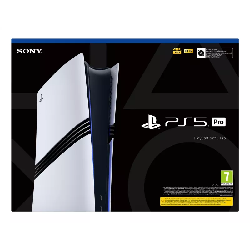 Consola de jogos Sony PlayStation 5 Pro – 2 TB SSD, GDDR6, Wi‑Fi 6/7, Ethernet, suporte 8K, preto/branco