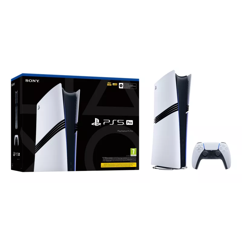 Consola de jogos Sony PlayStation 5 Pro – 2 TB SSD, GDDR6, Wi‑Fi 6/7, Ethernet, suporte 8K, preto/branco