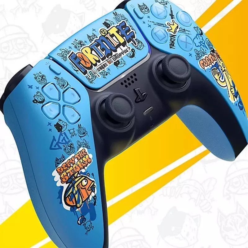 Comando Sony DualSense sem fios para PlayStation 5 — modelo 9593973, azul, design Fortnite, Bluetooth/USB, a pilhas