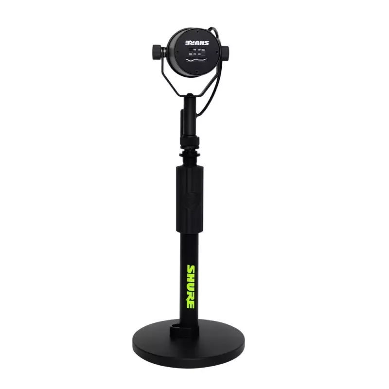 Suporte de secretária para microfone Shure SH-DESKTOP1, base redonda em metal, rosca de 3/8 polegadas, altura 26,7–40,6 cm, preto
