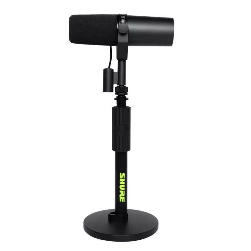 Suporte de secretária para microfone Shure SH-DESKTOP1, base redonda em metal, rosca de 3/8 polegadas, altura 26,7–40,6 cm, preto