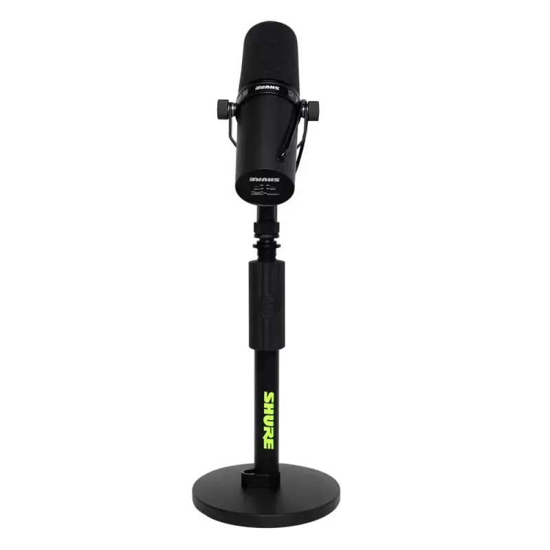 Suporte de secretária para microfone Shure SH-DESKTOP1, base redonda em metal, rosca de 3/8 polegadas, altura 26,7–40,6 cm, preto